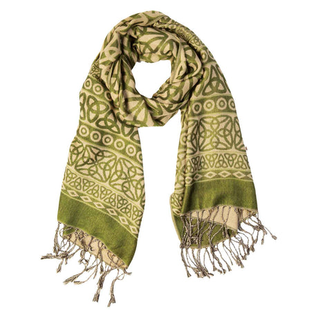 Celtic Knot Reversible Pashmina Scarf, Light Green - Creative Irish Gifts