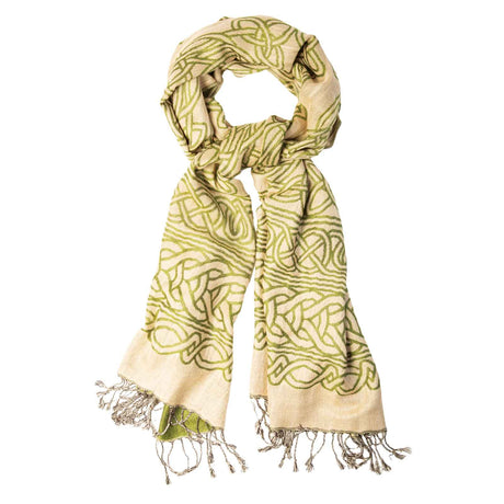 Celtic Knot Weave Reversible Pashmina Scarf, Light Green - Creative Irish Gifts