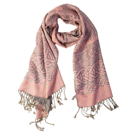 Celtic Knot Weave Reversible Pashmina Scarf, Grey/Pink - Creative Irish Gifts