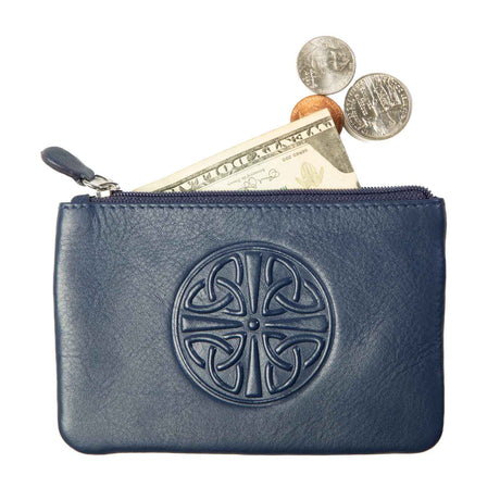 Celtic Knot Leather Coin Purse- Navy - Creative Irish Gifts