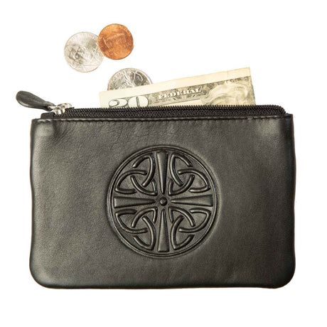 Celtic Knot Leather Coin Purse- Black - Creative Irish Gifts