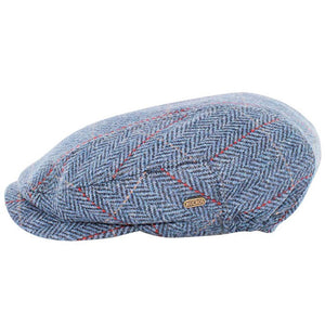 AG647-BLUMD Men's Tweed Irish Kerry Cap, Blue Herringbone Creative Irish Gifts.com
