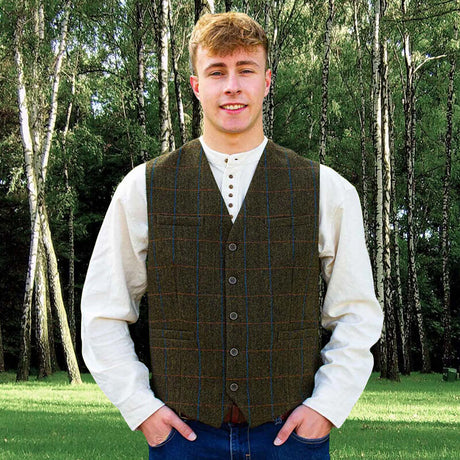 AI-6070GRN Traditional Men's Irish Tweed Vest, Green Check Creative Irish gift
