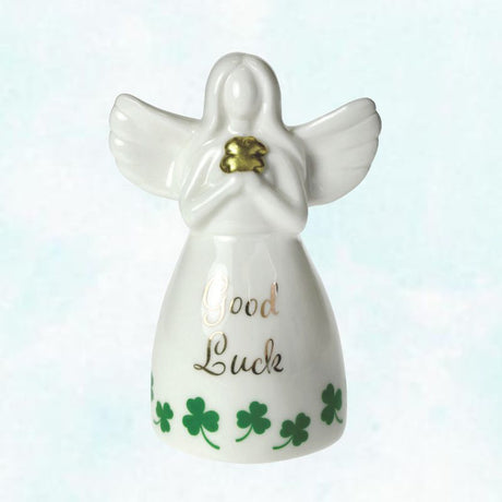 AIS-138063 Parian China Irish Angel Decoration, 'Good Luck' Message Creative Irish Gifts
