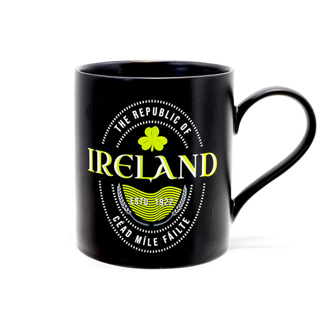 AIS-158641 Bone China Republic of Ireland Mug, Black Creative Irish Gifts
