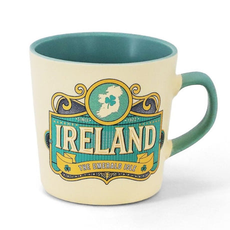 The Emerald Isle Retro Coffee Mug, Cream Creative Irish Gifts.com