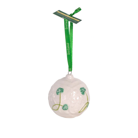 AIS-68407 Parian China Shamrock Christmas Bauble Studio Creative Irish Gifts
