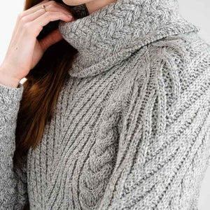 AWL118-Women's Merino Wool Irish Turtleneck Sweater Grey Creative Irish Gift