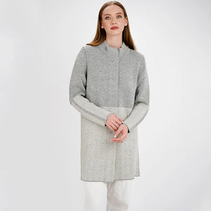 AWL320-303 Women's Wool Aran Herringbone Coat, Grey Creative Irish Gifts
