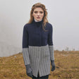 Women's Aran Knit Herringbone Coat, Navy Creative Irish Gifts