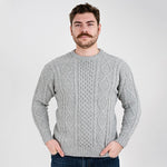 Men's Heavyweight Wool Irish Sweater, Grey Front Studio Creative Irish Gifts.com
