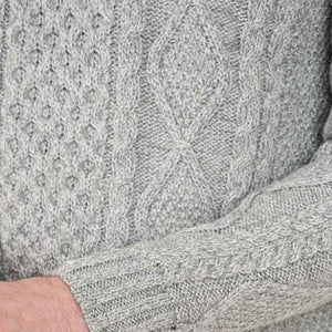 Men's Heavyweight Wool Irish Sweater, Grey Studio Creative Irish Gifts.com