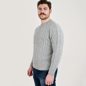 Men's Heavyweight Wool Irish Sweater, Grey Side Studio Creative Irish Gifts.com