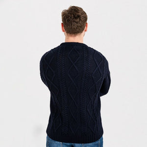 Men's Heavyweight Wool Irish Sweater, Navy Back Studio Creative Irish Gifts.com