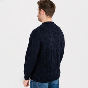 Men's Heavyweight Wool Irish Sweater, Navy Creative Irish Gifts.com