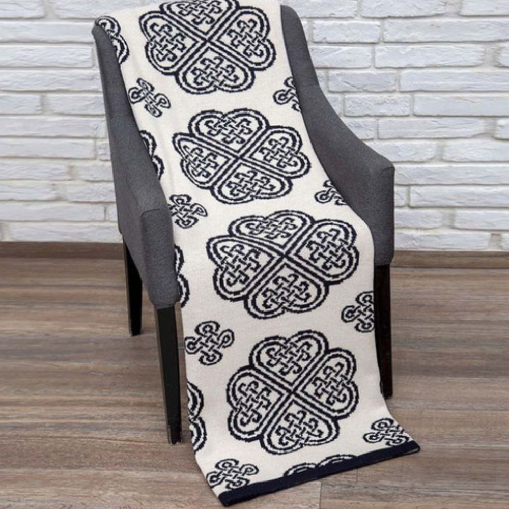 Celtic Spiral Wool Throw, Navy Lifestyle Creative Irish Gifts