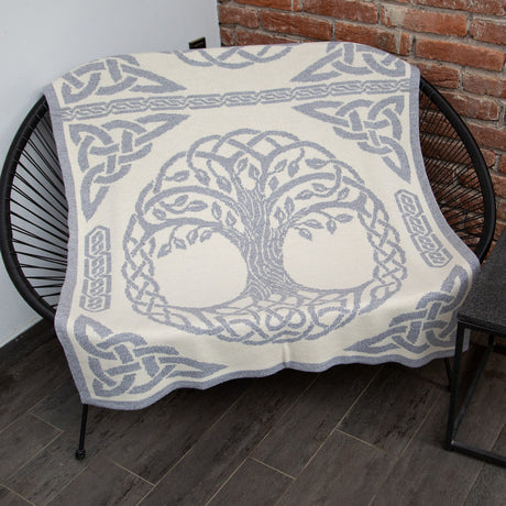 Tree of Life Trinity Knot Throw, Grey Creative Irish Gifts
