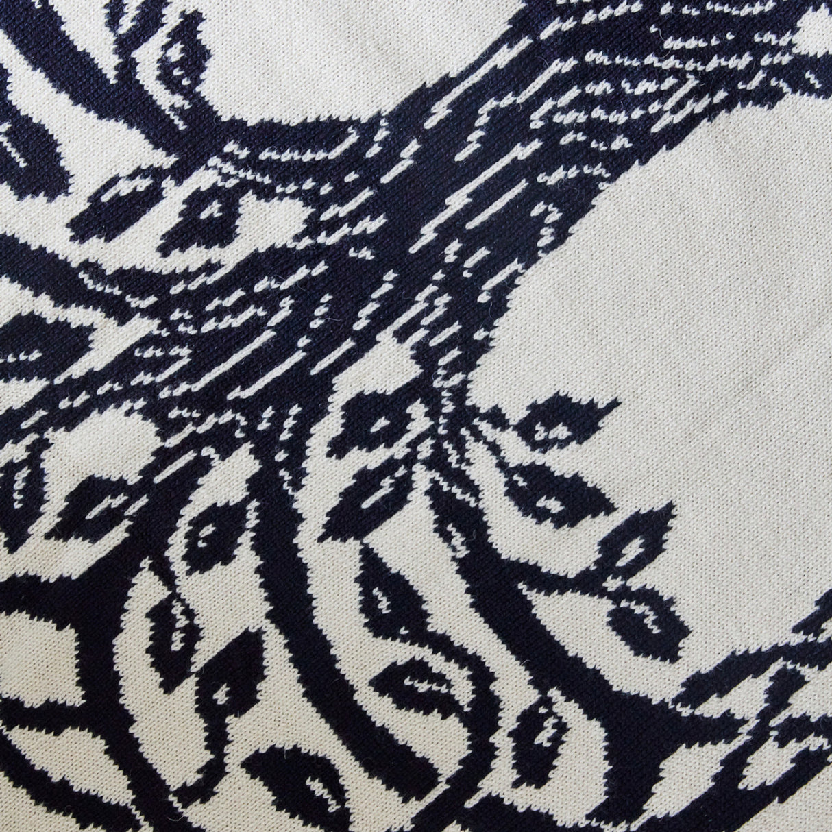 Tree of Life Wool Throw Blanket- Navy - Creative Irish Gifts Close Up