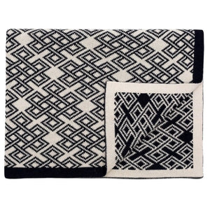 AWT318-304-OS Celtic Heritage Wool Throw Blanket Navy Closely Creative Irish Gifts