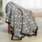 AWT318-304-OS Celtic Heritage Wool Throw Blanket Navy Creative Irish Gifts