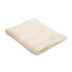 AWT907-300-OS Celtic Aran Knit Throw Blanket- Cream Creative Irish Gifts
