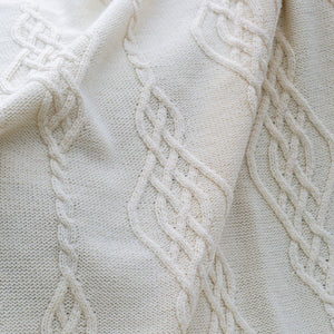 AWT907-300-OS Celtic Aran Knit Throw Blanket- Cream Close Up Creative Irish Gifts
