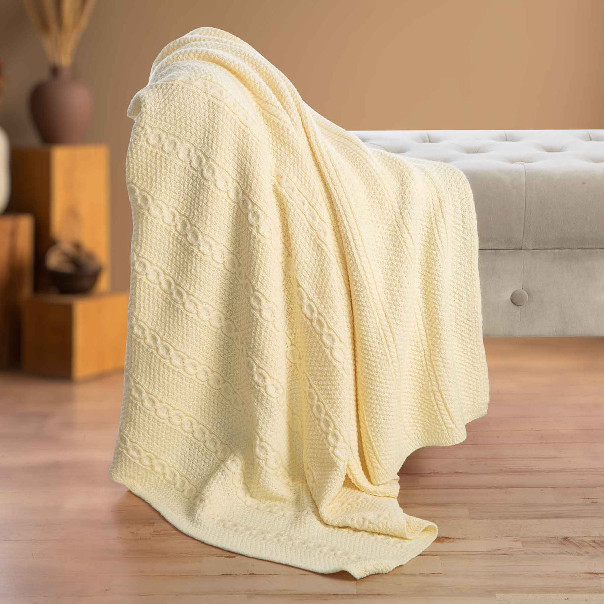 AWT908-300-OS Aran Knit Cable Throw Blanket Creative Irish Gifts