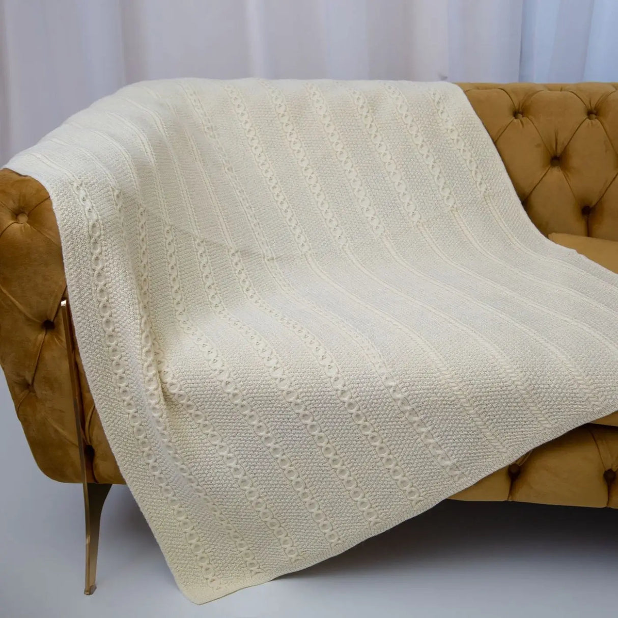 AWT908-300-OS Aran Knit Cable Throw Blanket Lifestyle Creative Irish Gifts