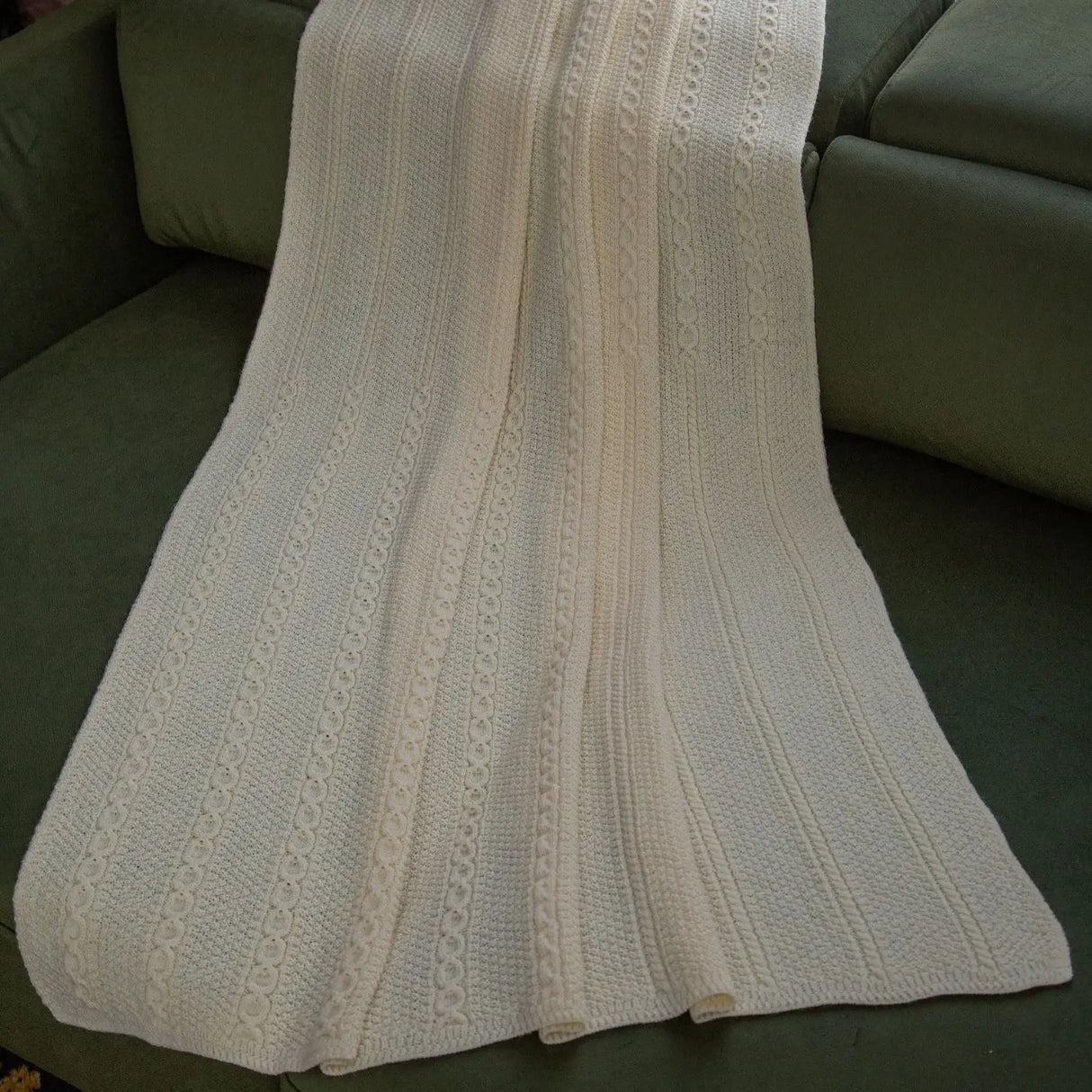 AWT908-300-OS Aran Knit Cable Throw Blanket Lifestyle View Creative Irish Gifts