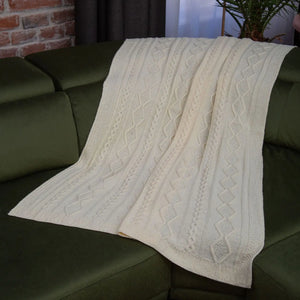 AWT909-300-OS Aran Knit Diamond Cable Throw Blanket Creative Irish Gifts
