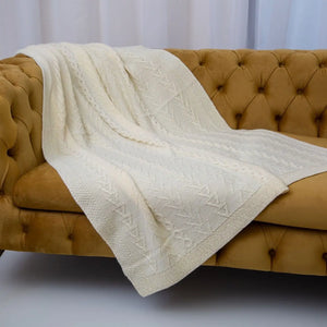 AWT911-300-OS Aran Knit Double Cable Throw Blanket Creative Irish Gifts
