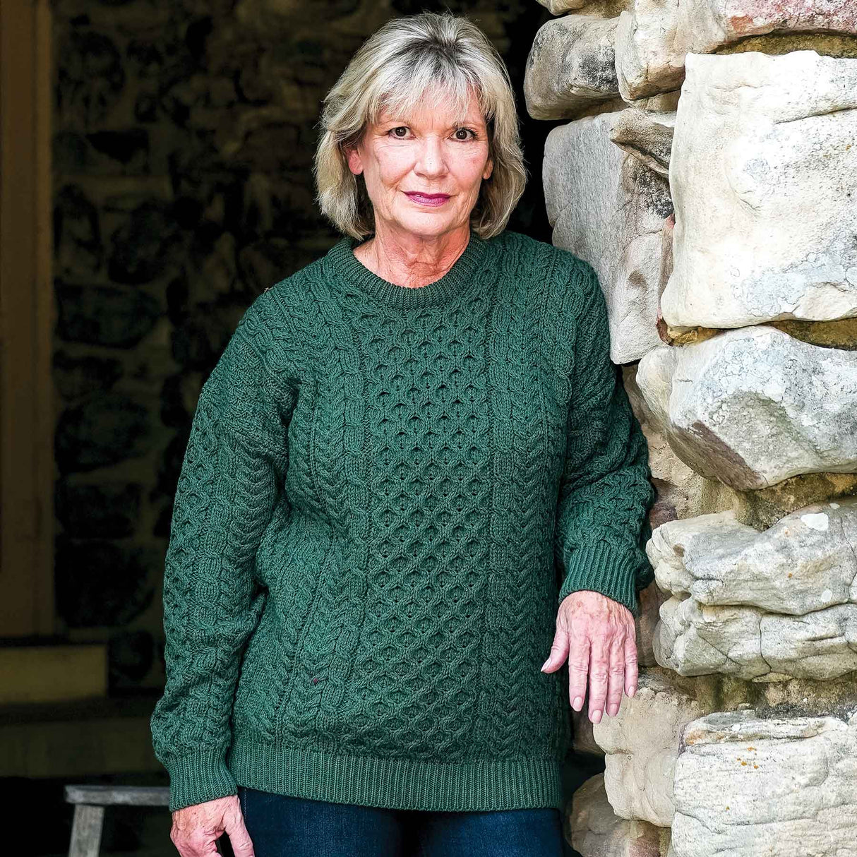 Aran Fisherman Merino Wool Crew Neck Sweater-Creative Irish gift