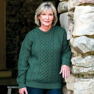 Aran Fisherman Merino Wool Crew Neck Sweater-Creative Irish gift