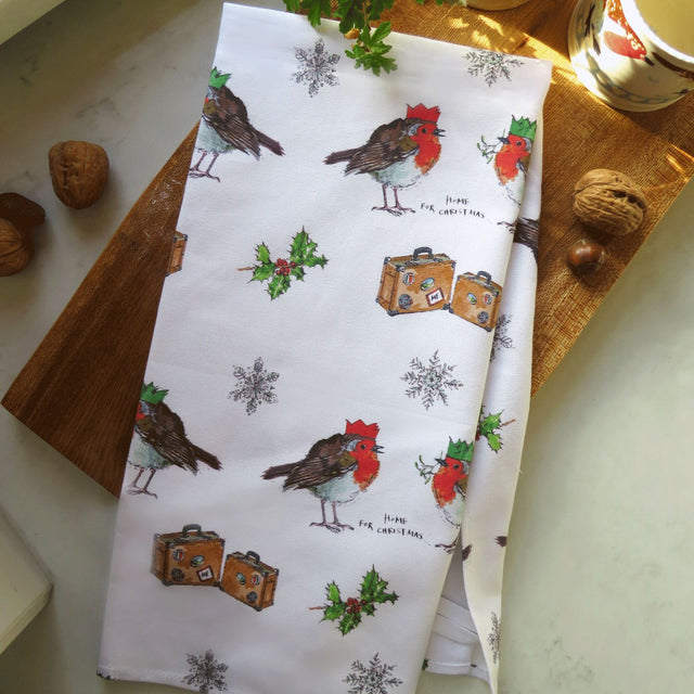 B0855C Irish Christmas Motifs Cotton Tea Towel  Creative Irish Gifts
