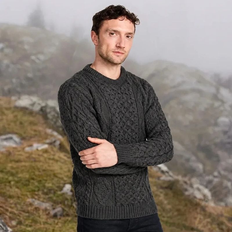 Men's Classic Cable Knit Aran Sweater - Creative Irish Gifts