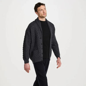Men's Merino Shawl Collar Aran Cardigan