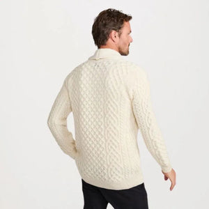 Men's Merino Shawl Collar Aran Cardigan