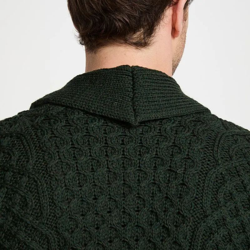 Men's Merino Shawl Collar Aran Cardigan