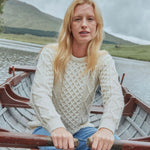 Ladies' SuperSoft Merino Irish Crew Neck Sweater White Lifestyle Creative Irish Gifts