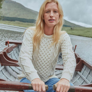 Ladies' SuperSoft Merino Irish Crew Neck Sweater White Lifestyle Creative Irish Gifts