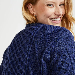 Ladies' SuperSoft Merino Irish Crew Neck Sweater Navy Creative Irish Gifts