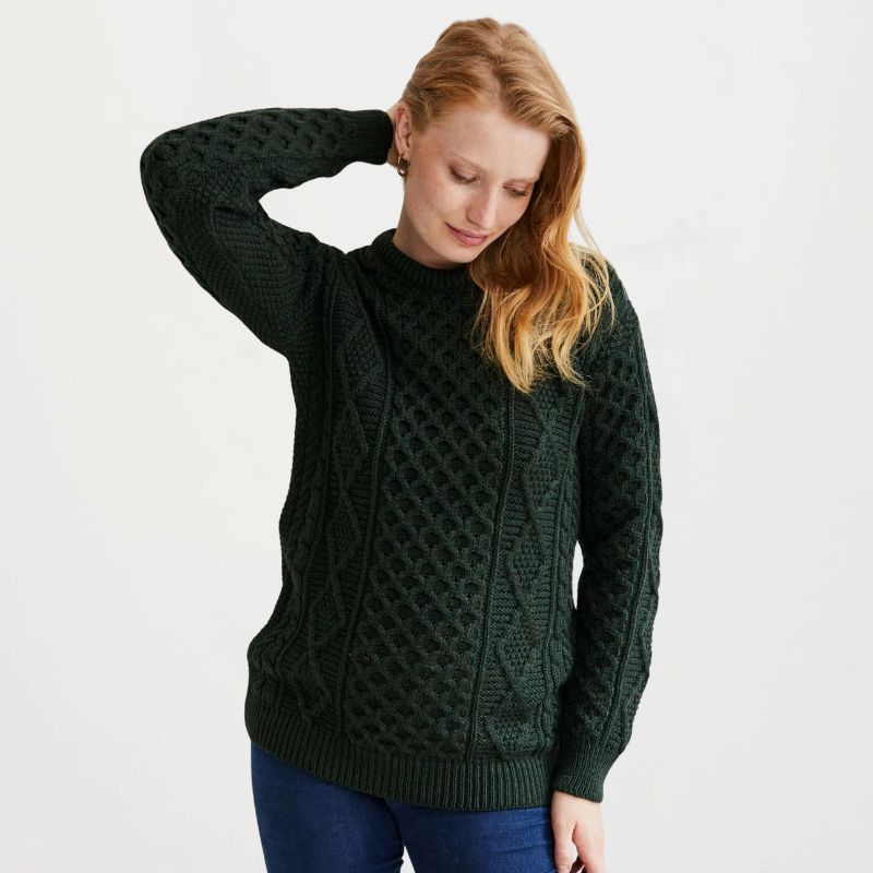Ladies' SuperSoft Merino Irish Crew Neck Sweater Green Creative Irish Gifts