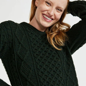 Ladies' SuperSoft Merino Irish Crew Neck Sweater Green Creative Irish Gifts