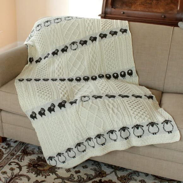 B288991-ONE Sheep Aran Wool Throw Creative Irish gift.