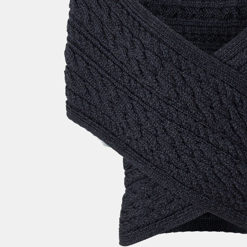  Aran Cable Merino Wool Wrap with Buttons Charcoal studio Creative Irish Gift