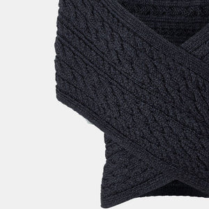  Aran Cable Merino Wool Wrap with Buttons Charcoal studio Creative Irish Gift