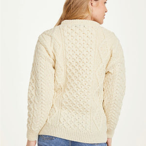 Ladies Aran Crew Neck Fisherman Sweater