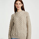 Ladies Aran Crew Neck Fisherman Sweater