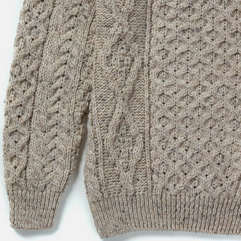 Ladies Aran Crew Neck Fisherman Sweater