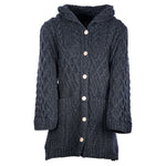 Patchwork Aran Knit Cardigan with Buttons Navy Creative Irish Gifts